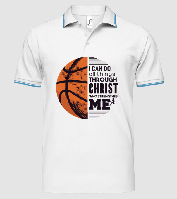 Cu ajutorul lui Hristos reușim Baschetbalist model alb pe tricou