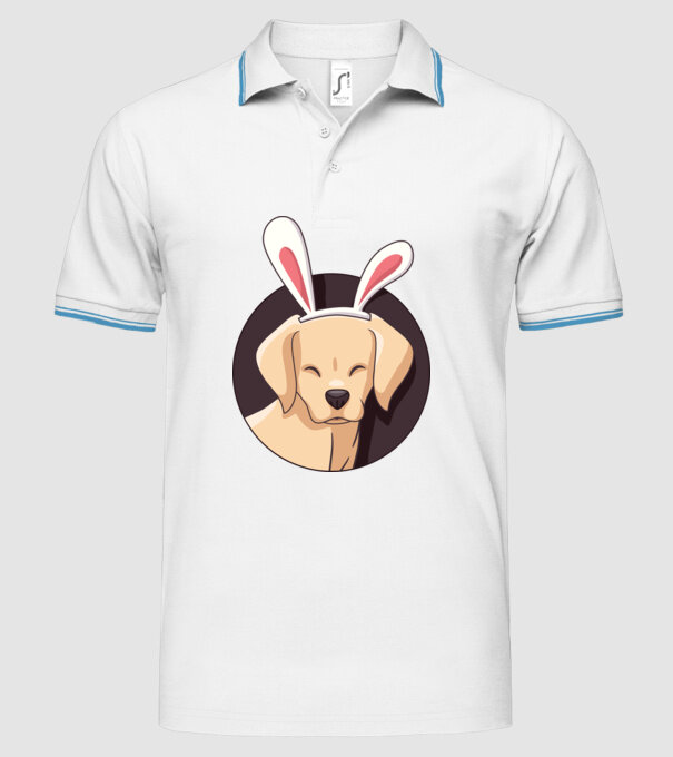 Iepuraș Labrador pentru Paște model alb pe tricou
