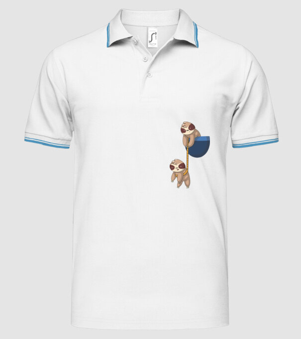 Leneș cu buzunar model alb pe tricou
