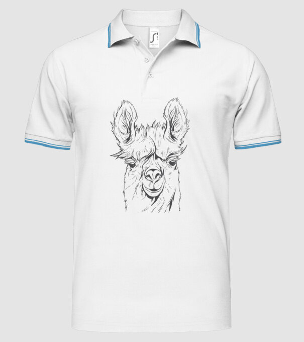 Cap de Lama model alb pe tricou