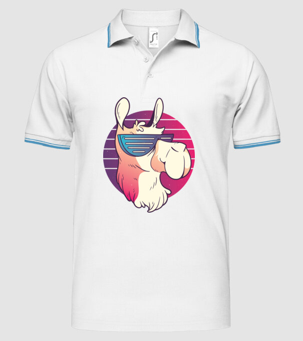 Llama ochelari de soare retro tricou model alb pe tricou