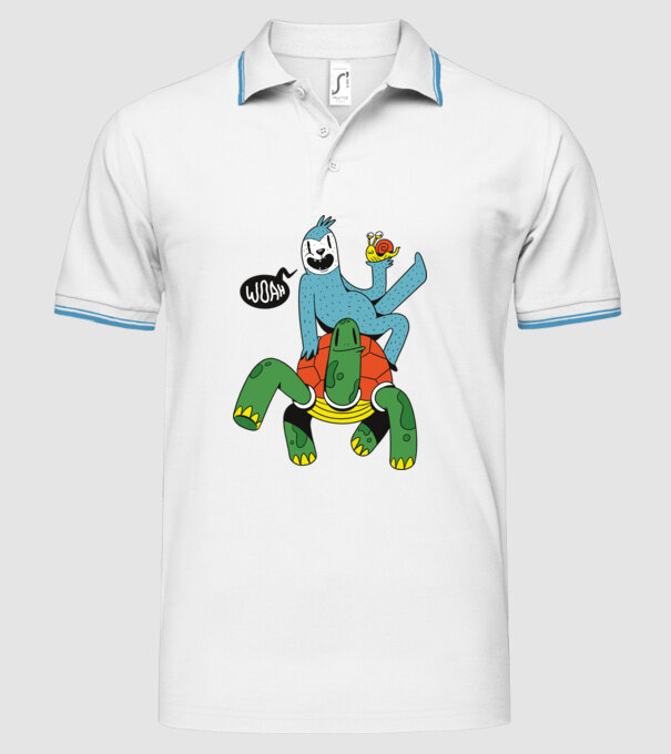 Animale lente model alb pe tricou