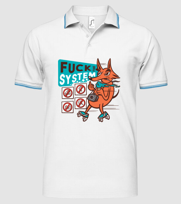 Câine Rebel model alb pe tricou
