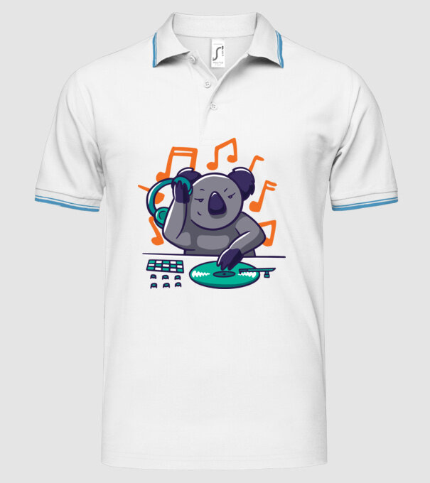 Koala DJ model alb pe tricou