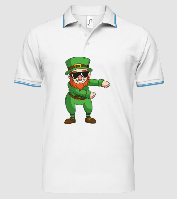 Leprechaun Floss DAB model alb pe tricou