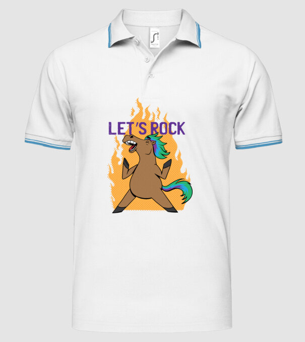 'Let''s Rock - Călăreț' model alb pe tricou