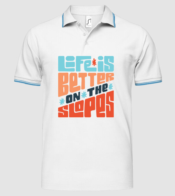 Life is better on the slopes - Snowboard model alb pe tricou