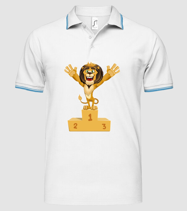 lion champion model alb pe tricou