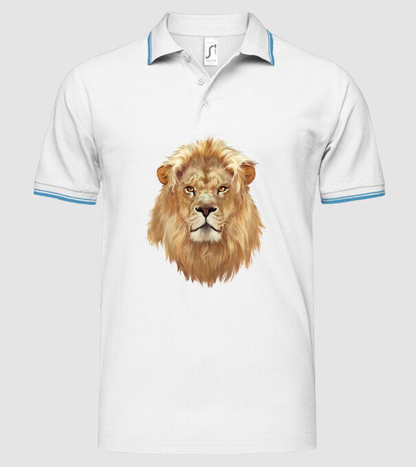 lion head paint model alb pe tricou