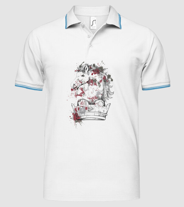 Coroană Cal - Șah model alb pe tricou