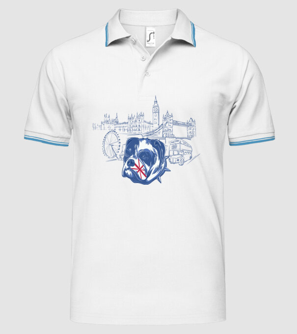 London Bulldog model alb pe tricou