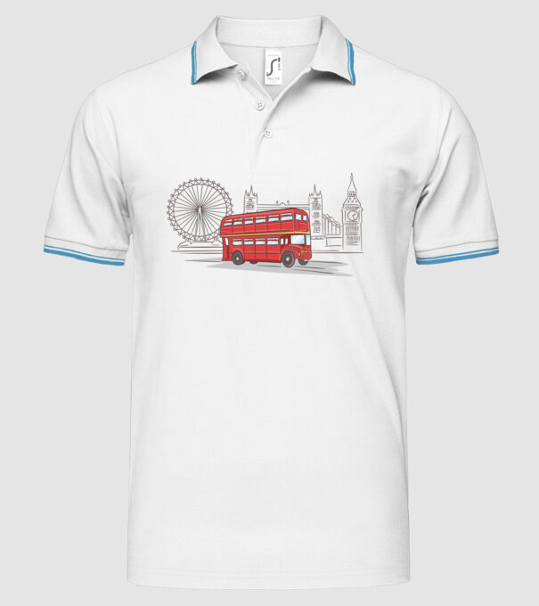 London Bus model alb pe tricou