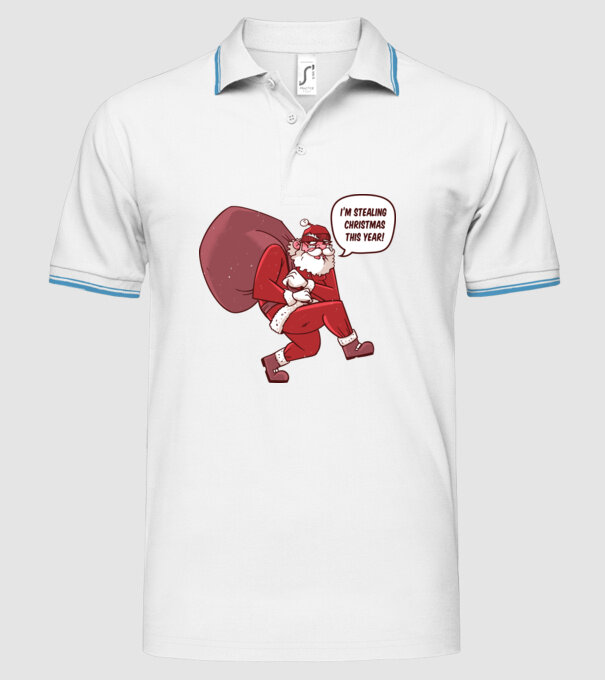 Moș Crăciun strecurându-se model alb pe tricou