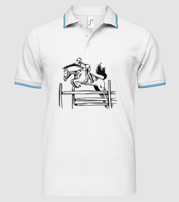 Călăreț model alb pe tricou