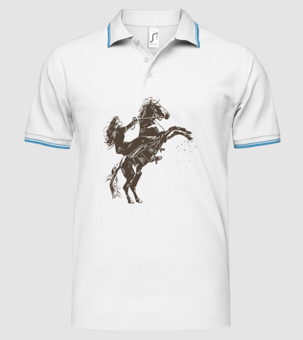 Fată cu cal model alb pe tricou