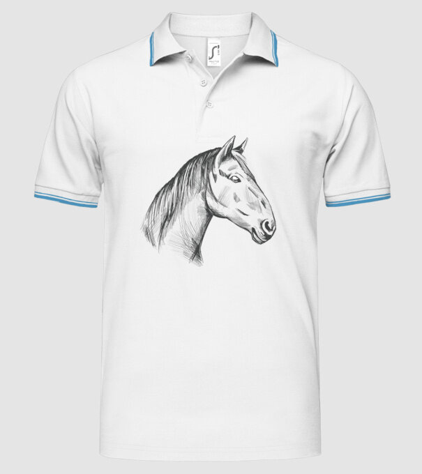 Desen cu cal model alb pe tricou