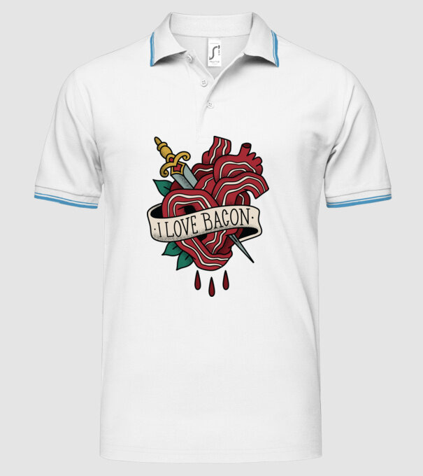 Love Bacon Tatuaj model alb pe tricou