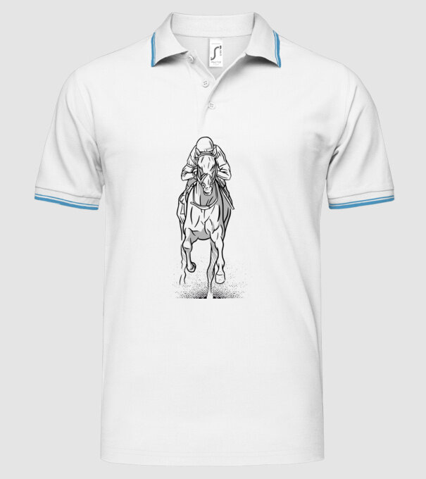 Cursă de cai model alb pe tricou