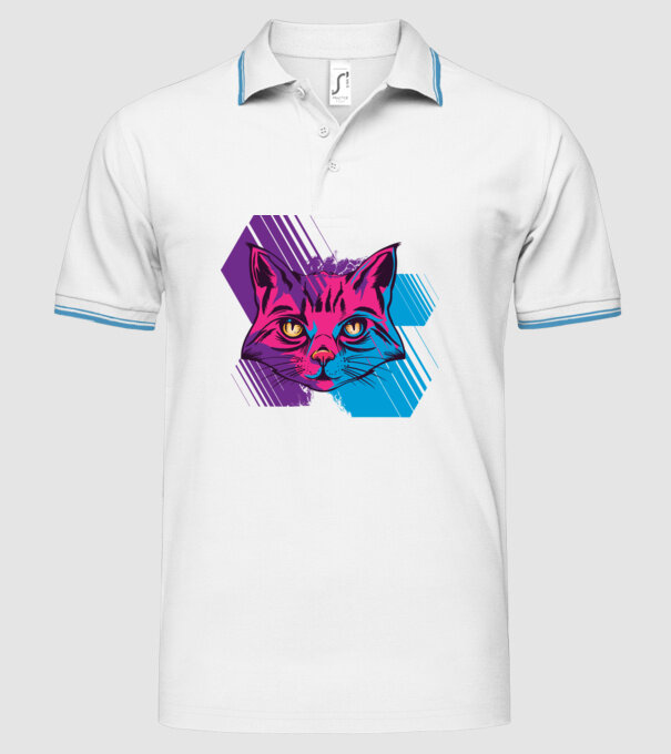 Cap pisică colorat model alb pe tricou