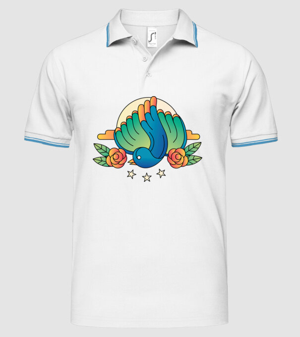 Motiv Pasăre model alb pe tricou