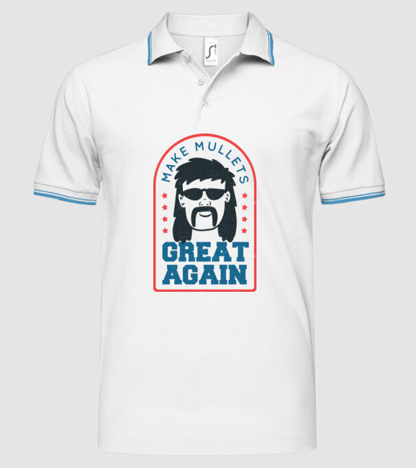 Make Mullets Great Again model alb pe tricou