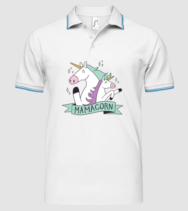 Mamacorn model alb pe tricou
