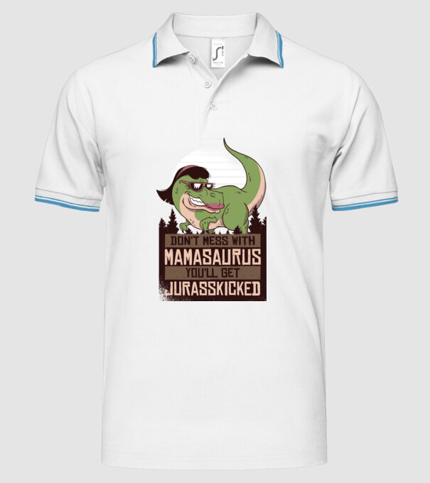 Mamasaurus tricou cu dinozaur model alb pe tricou