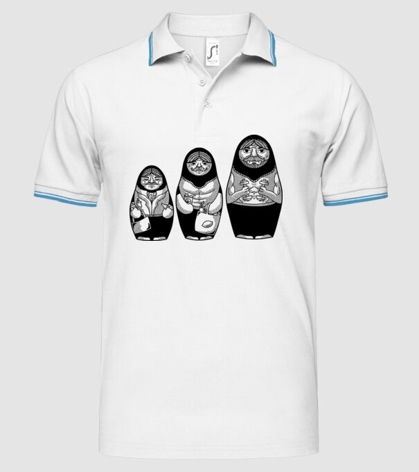 Păpuși Mamushka model alb pe tricou