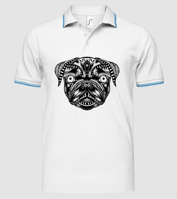 Mandala Cap Mops model alb pe tricou
