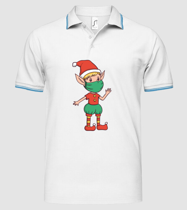 Elf cu mască model alb pe tricou