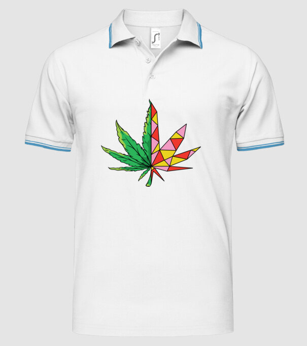 Frunză de marijuana model alb pe tricou