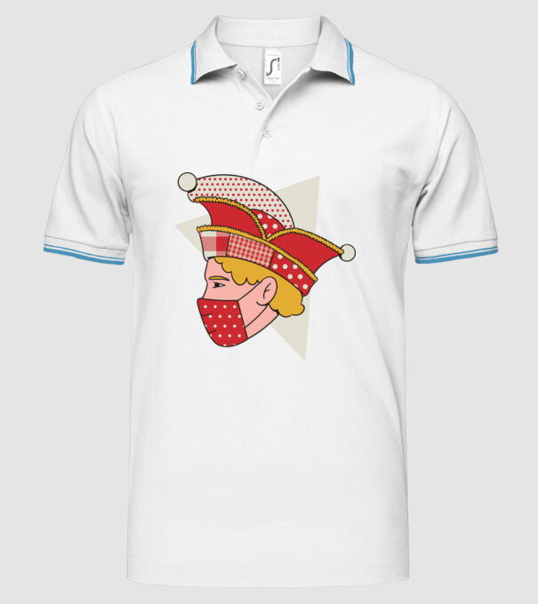 Covid joker model alb pe tricou