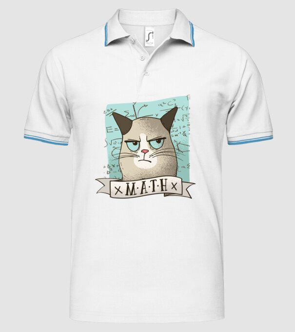 Pisică Matematică model alb pe tricou