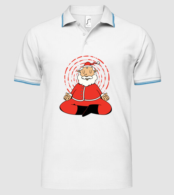 Moș Crăciun meditând model alb pe tricou
