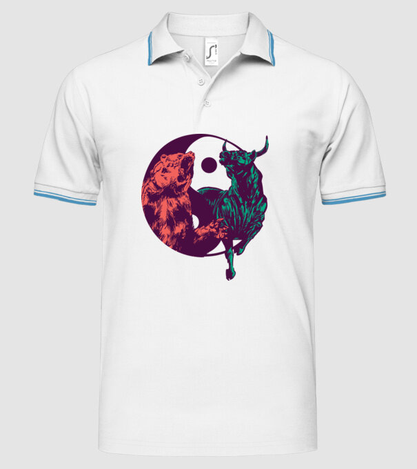 Medve Bika Yin Yang model alb pe tricou