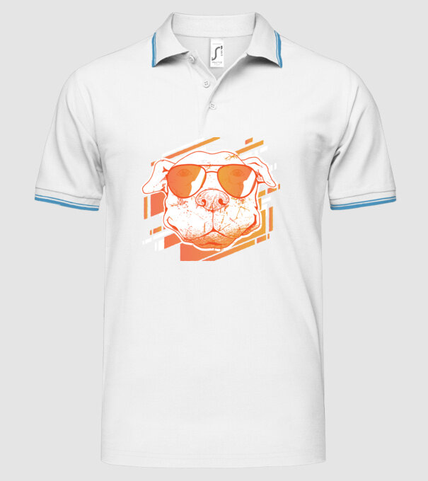 Pitbull Cool în ochelari de soare model alb pe tricou
