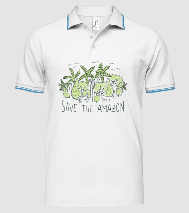Salvează Pădurea Amazoniană model alb pe tricou