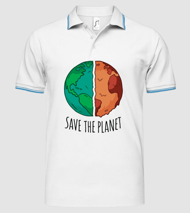 Salvați planeta model alb pe tricou