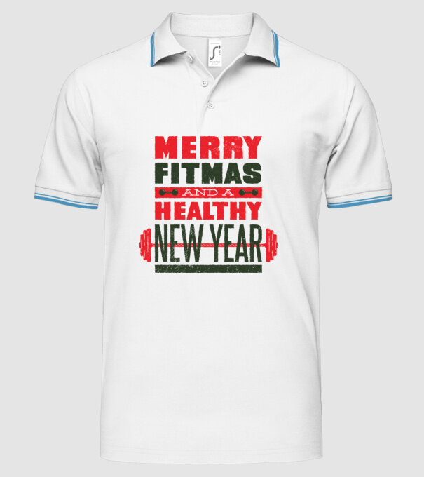 Merry Fitmas and a Healthy New Year tricou amuzant antrenament model alb pe tricou