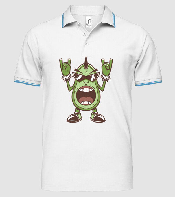 Avocado Metal model alb pe tricou