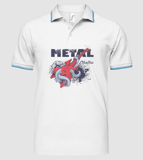 Metal Cthulhu model alb pe tricou