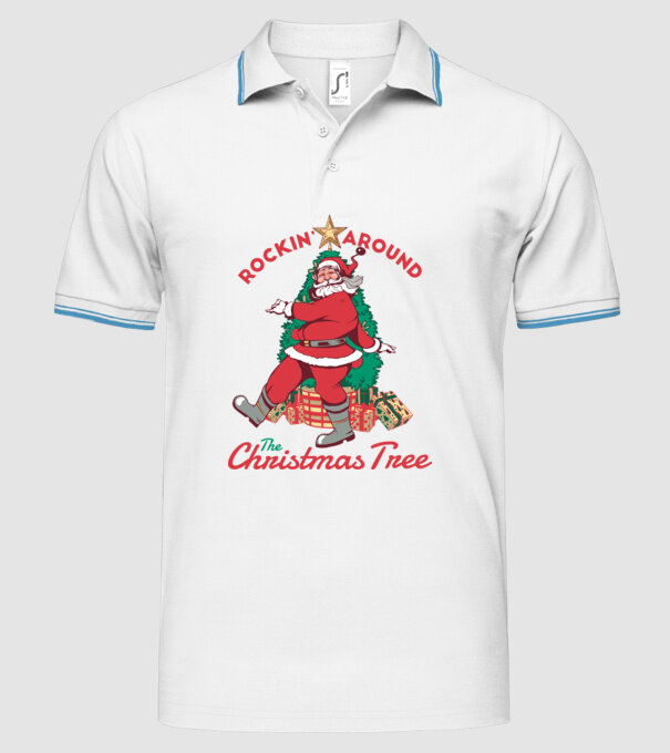 Moș Crăciun dans de Crăciun model alb pe tricou