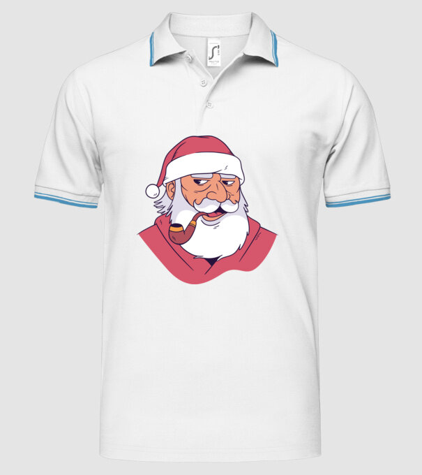 Moș Crăciun pipă model alb pe tricou