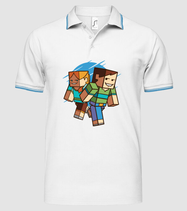 Caractere Minecraft model alb pe tricou