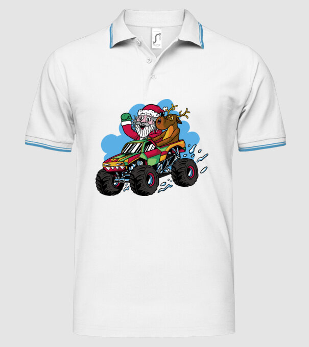 Monster Truck Moș Crăciun model alb pe tricou