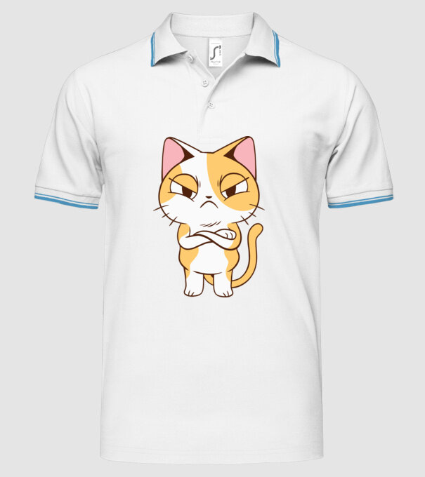 Pisică supărată model alb pe tricou