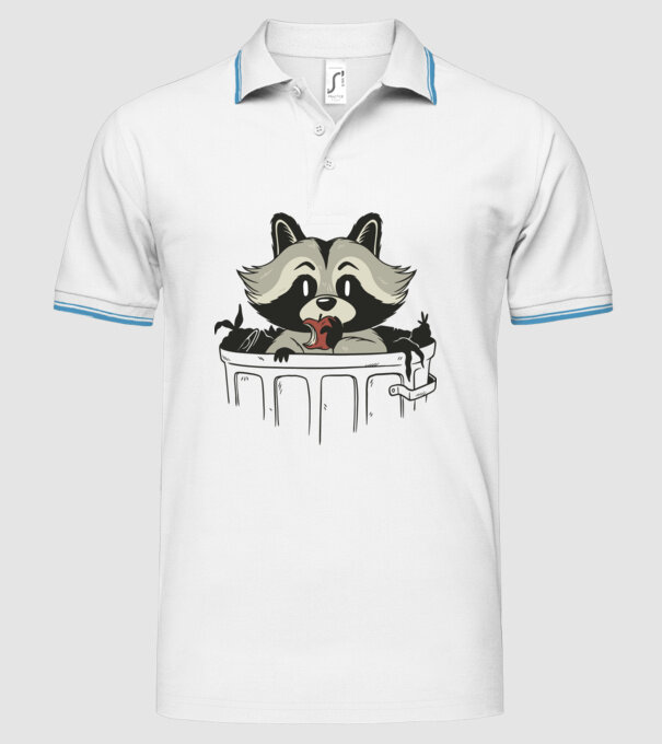Raton în coș de gunoi model alb pe tricou