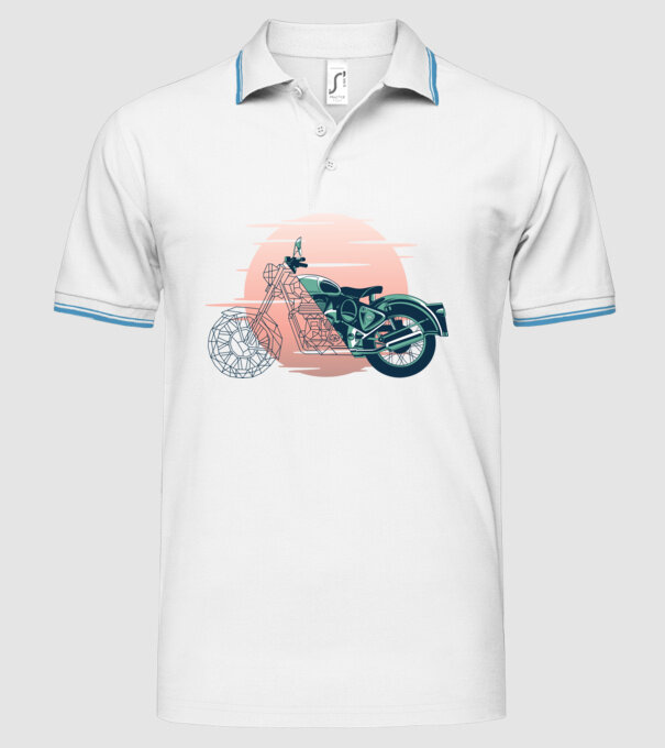 Motocicletă model alb pe tricou