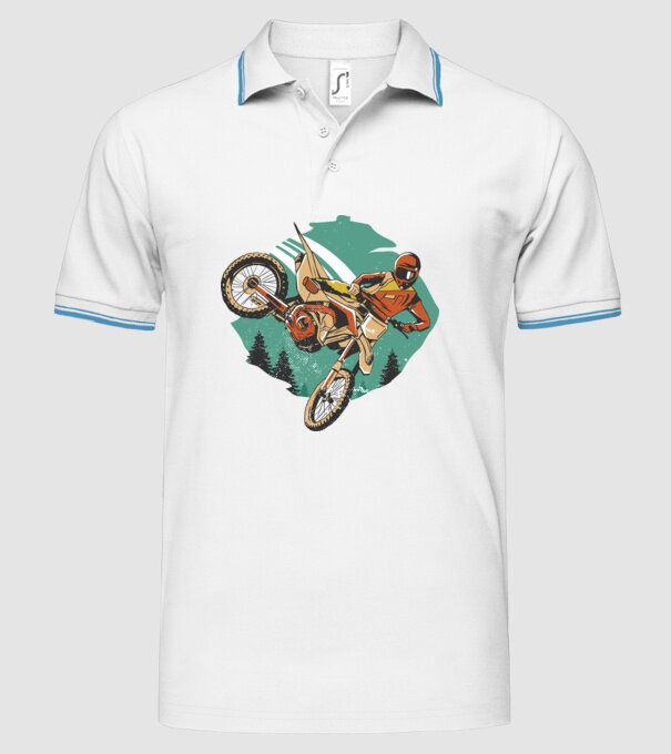 Motociclist motocros model alb pe tricou
