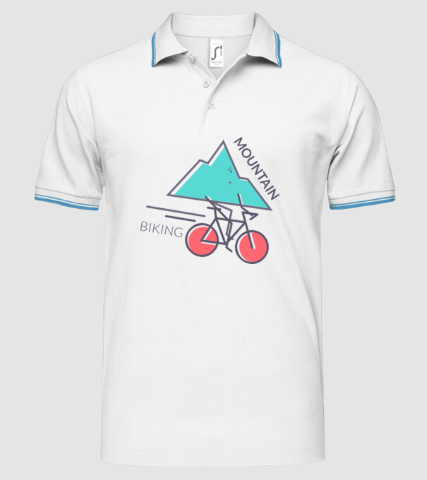 Mountain Biking model alb pe tricou